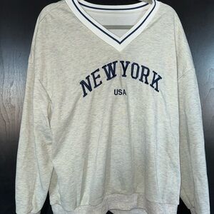 Gray New York USA V-Neck Sweatshirt